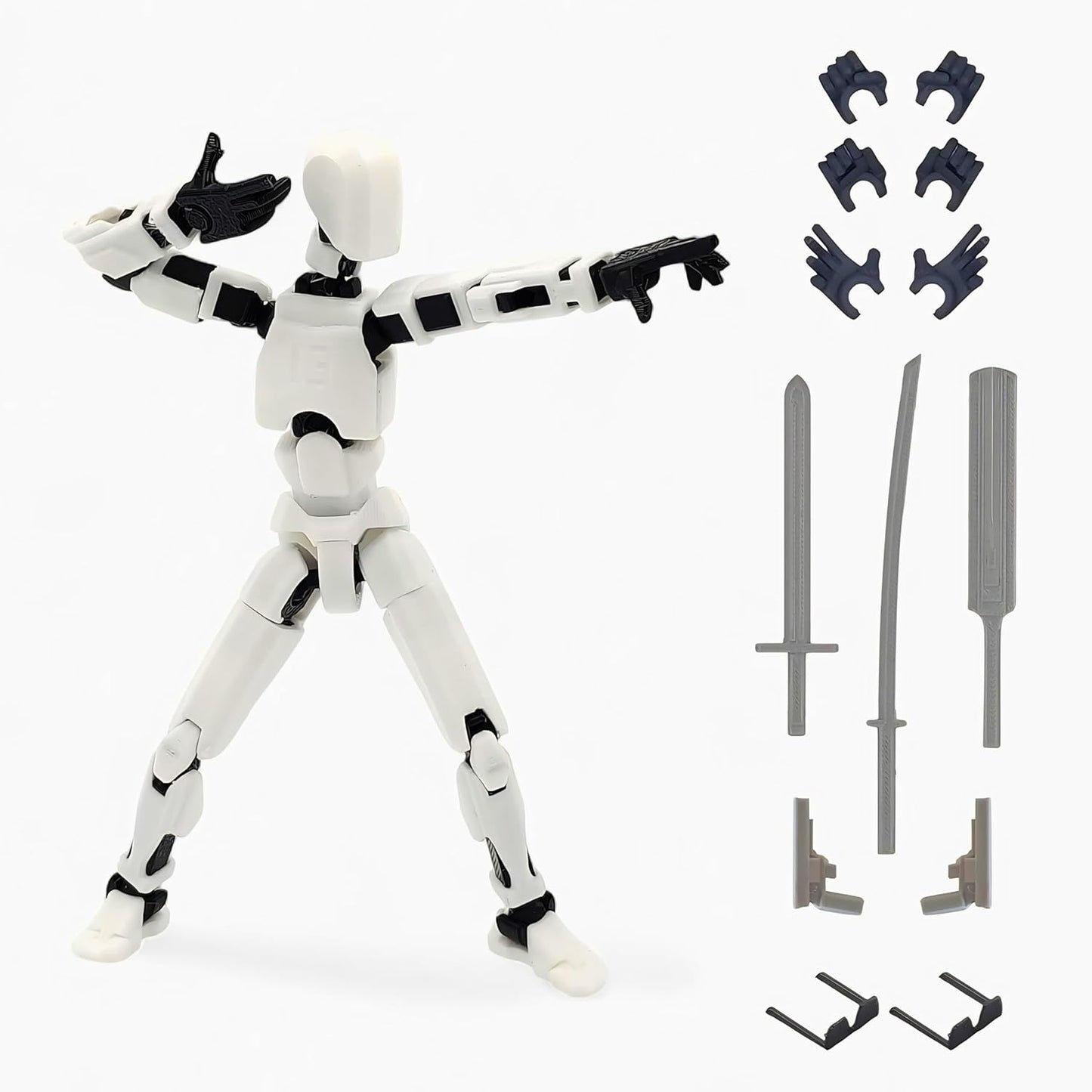 Dummy13 Fully Articulated Action Figure | 3D Printed Robot Assembly Kit | 5.4 Inch Tall Poseable Toy | Dynamic Poses | DIY Collectible Model | Made in India (White Armour)
