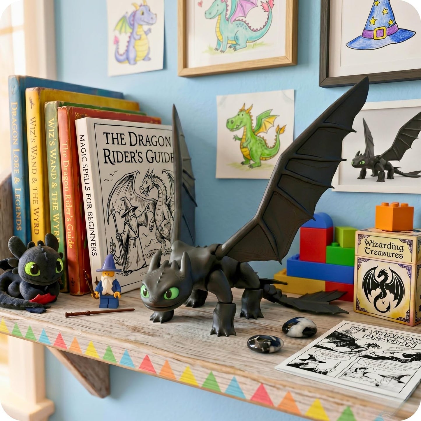 Dragon Toys for Kids, Collectible Toys, Mini Dragon Toy, Dragon Action Figure, mini Figures, Comaptible with How to Train Your Dragon Toys, Toothless Dragon, Night Fury (Black)