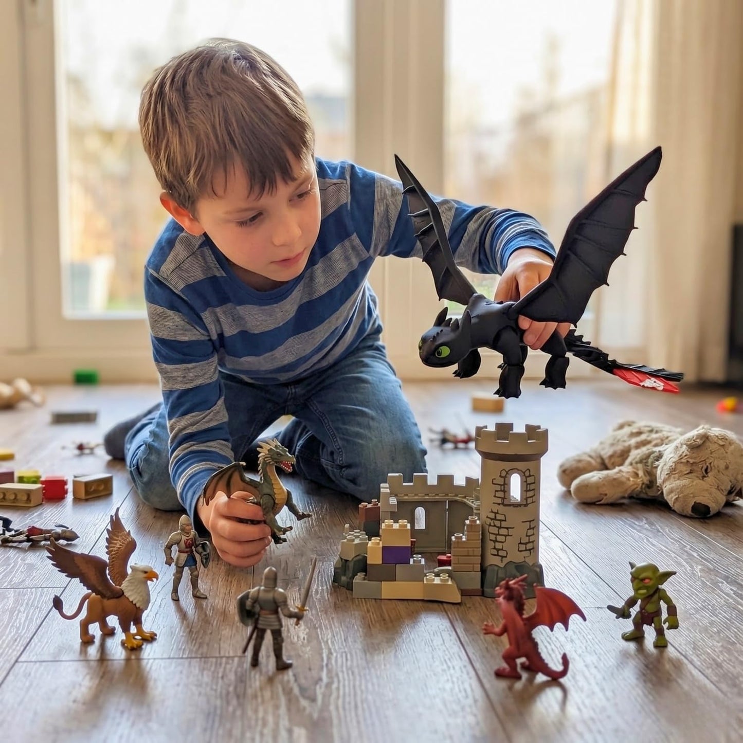 Dragon Toys for Kids, Collectible Toys, Mini Dragon Toy, Dragon Action Figure, mini Figures, Comaptible with How to Train Your Dragon Toys, Toothless Dragon, Night Fury (Black)