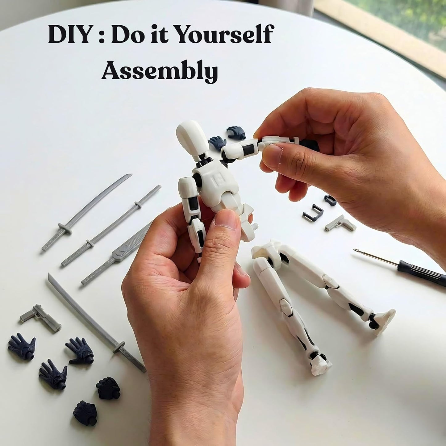 Dummy13 Fully Articulated Action Figure | 3D Printed Robot Assembly Kit | 5.4 Inch Tall Poseable Toy | Dynamic Poses | DIY Collectible Model | Made in India (White Armour)